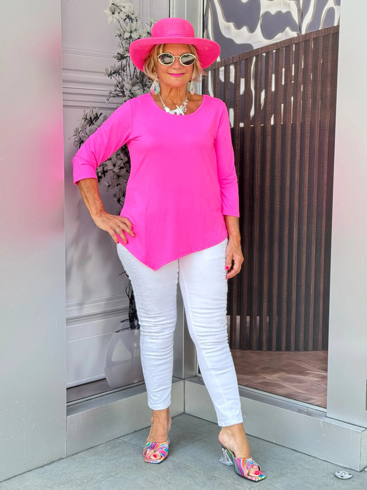 LULU-B HOT PINK ASYMMETRIC TOP