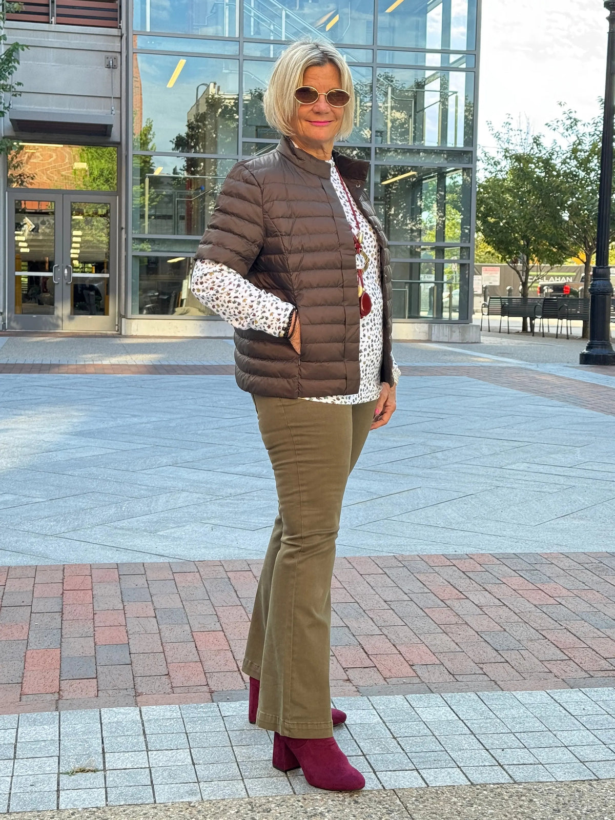 LULU-B OLIVE SHORT   PUFFER VEST