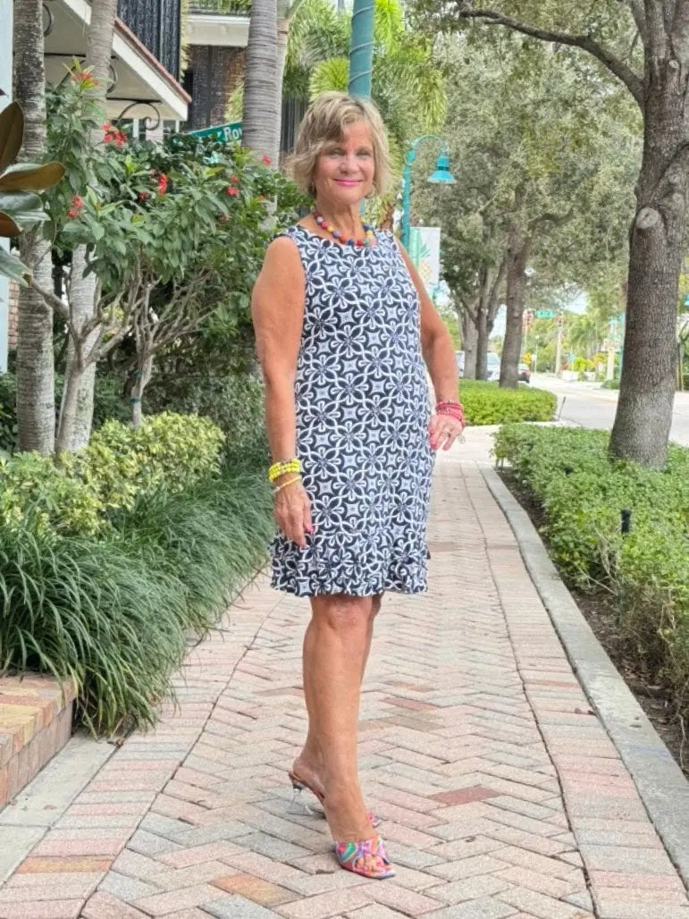 LULU-B BRIGHTEN BLUE SHIFT RUFFLE DRESS