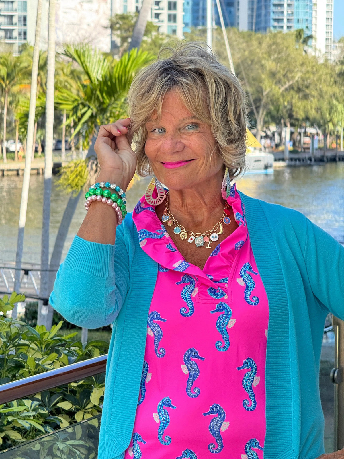 LULU B SEAHORSE BAY SLEEVELESS RUFFLE TOP