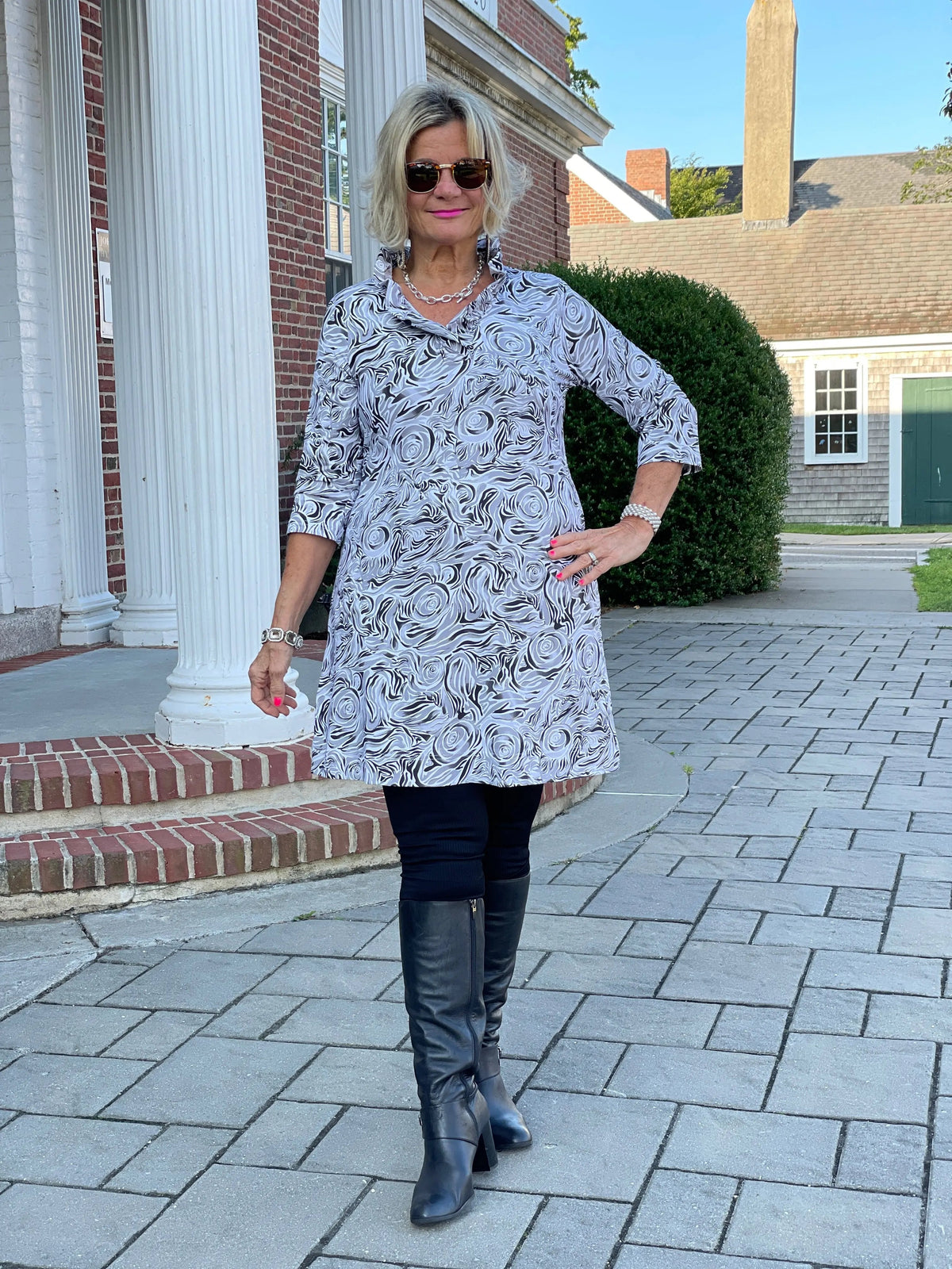 ELEGANT EXPRESSIONS RUFFLE NECK DRESS