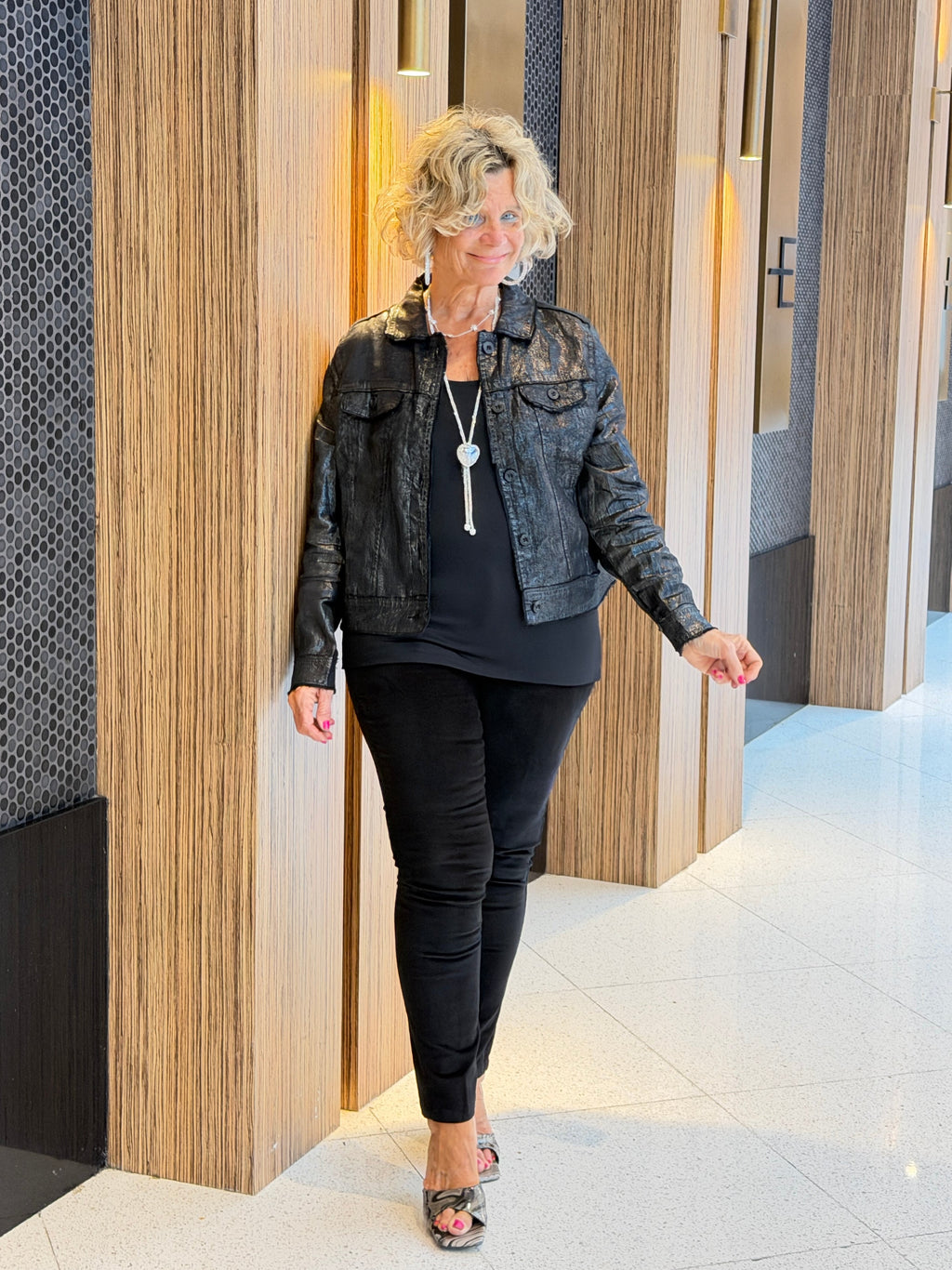 LULU B BLACK METALLIC JACKET