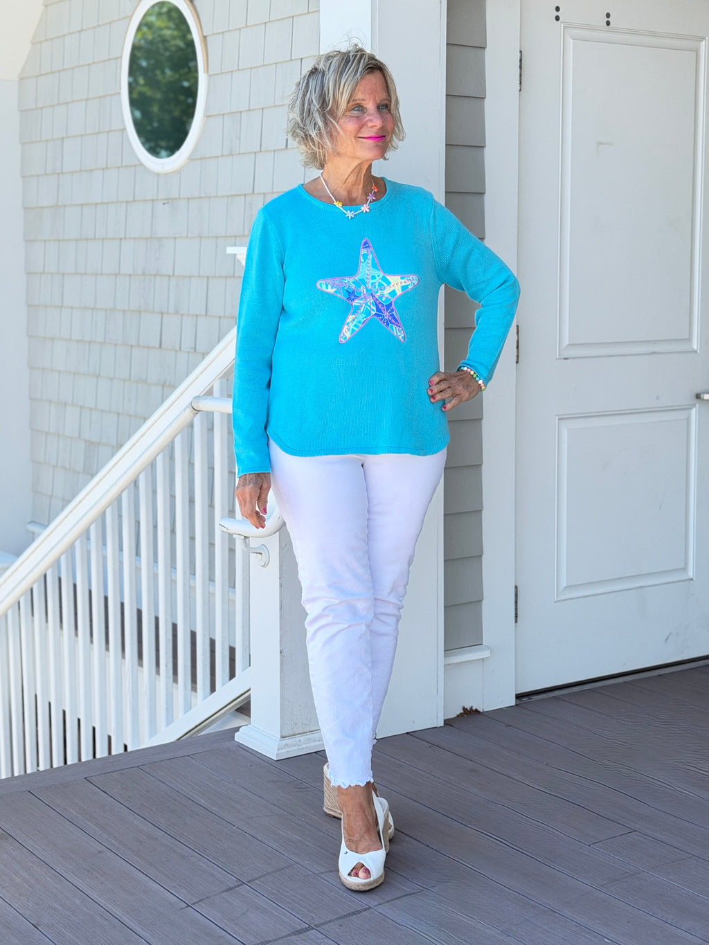 BEACH  CLUB AQUA STARFISH SWEATER