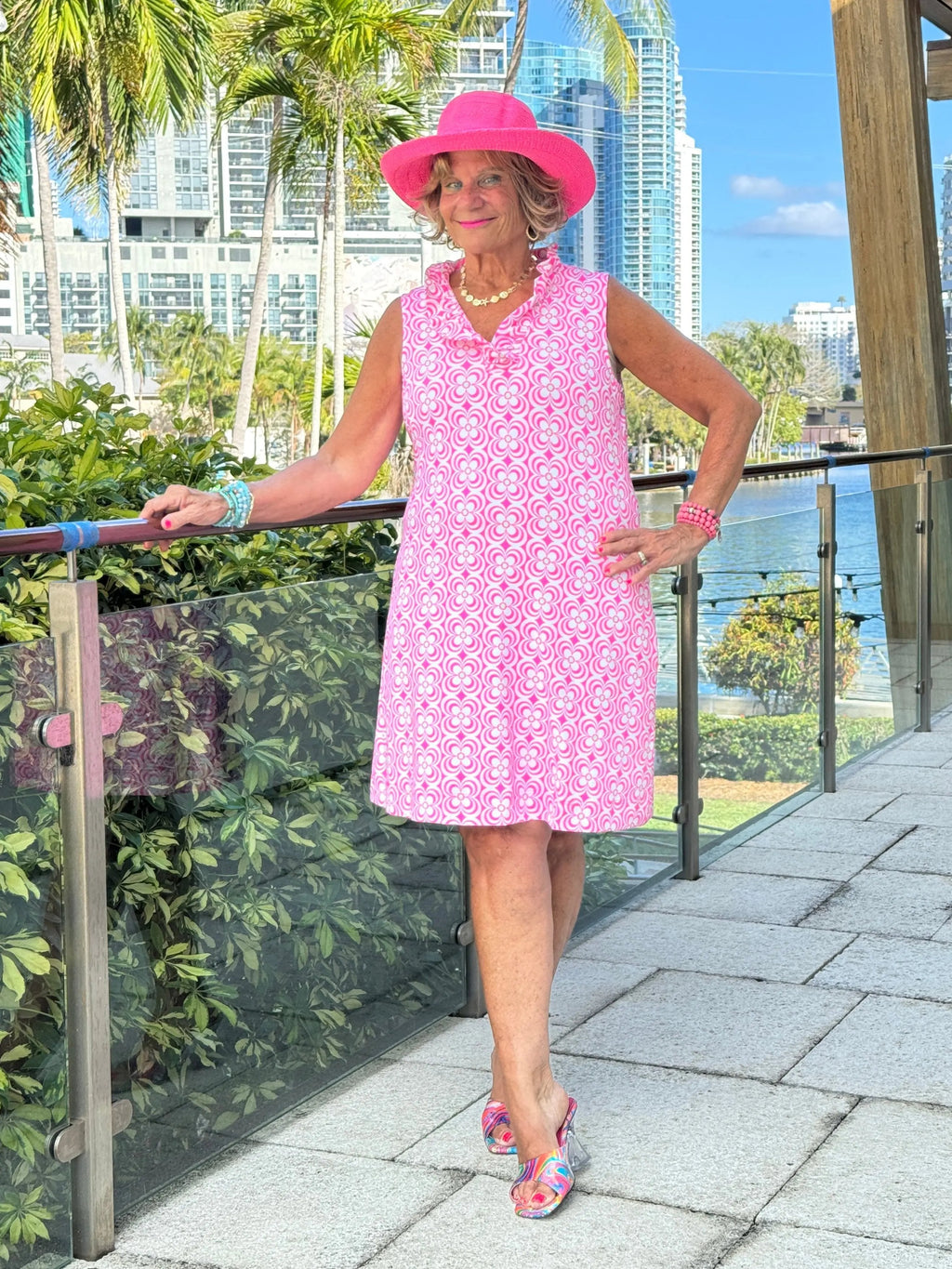 LULU B TROPIC PETALS RUFFLE DRESS
