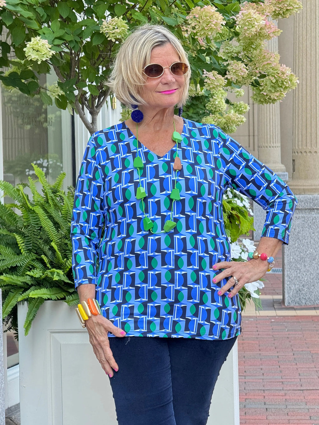 Lulu B Seaport Geo V-Neck Top