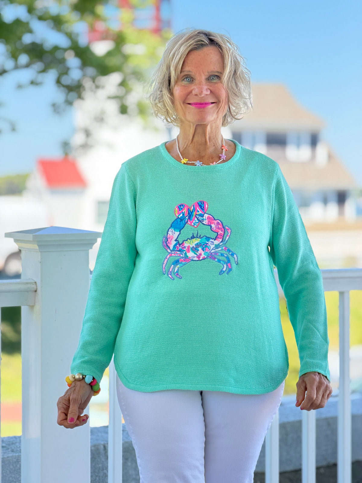 BEACH CLUB SEAFOAM CRAB SWEATER