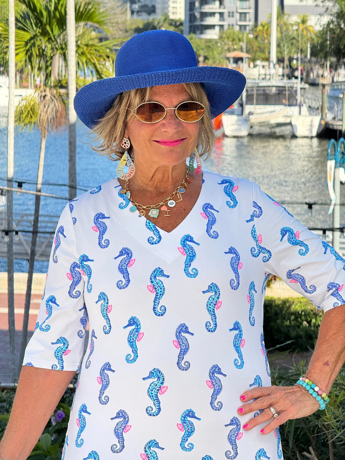 LULU B SHORELINE CHARM ELBOW SLEEVE DRESS