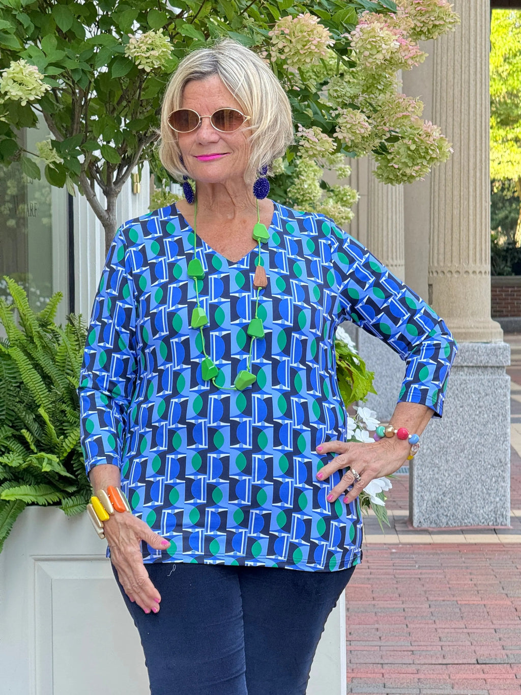 Lulu B Seaport Geo V-Neck Top