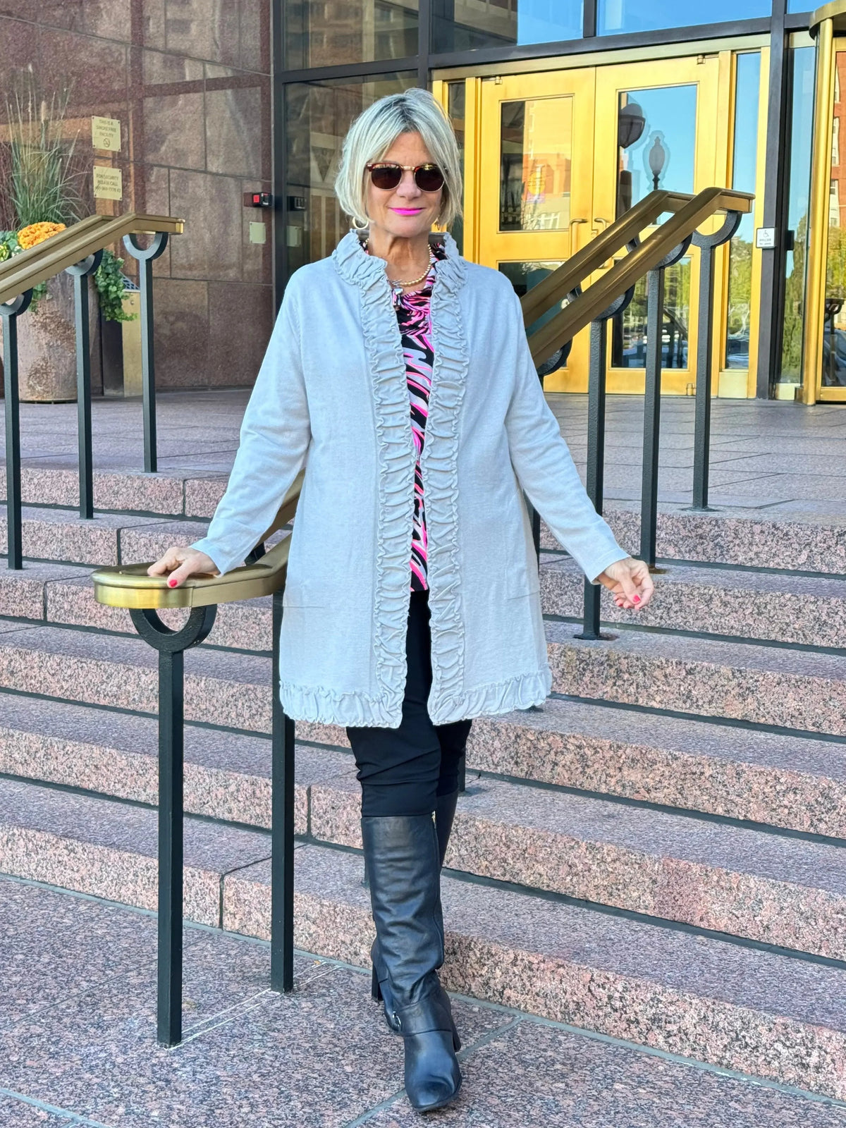 LULU-B ROUGED SILVER CARDIGAN