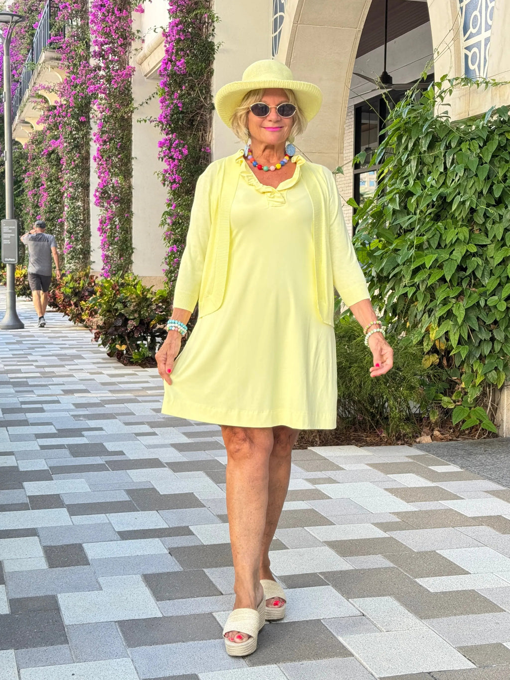 LULU-B SOLID SUNSHINE RUFFLE DRESS