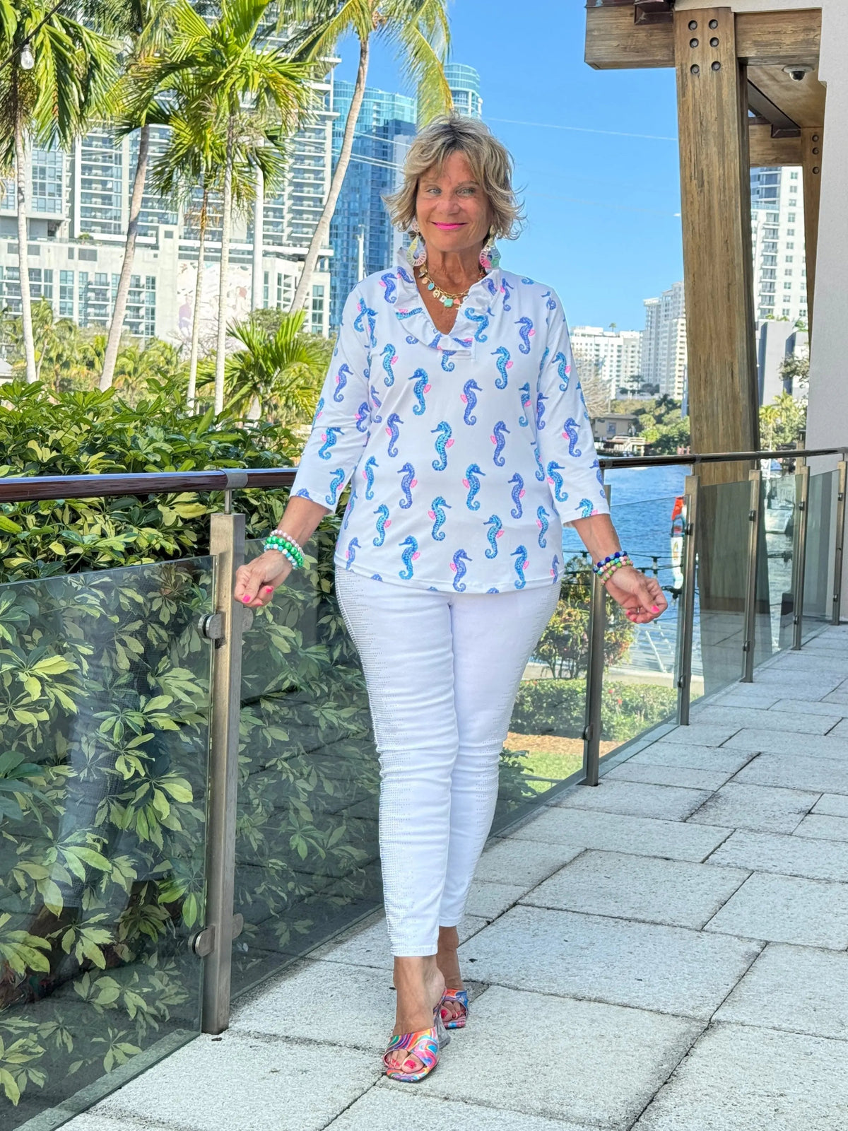 LULU B SHORELINE CHARM RUFFLE TOP