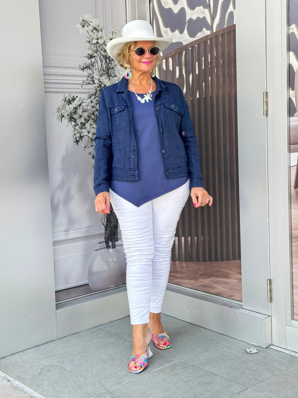 LULU B NAVY LINEN JACKET