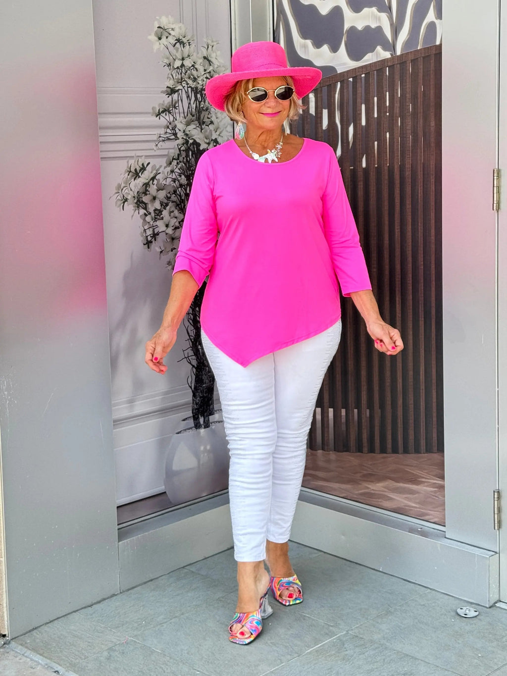 LULU-B HOT PINK ASYMMETRIC TOP