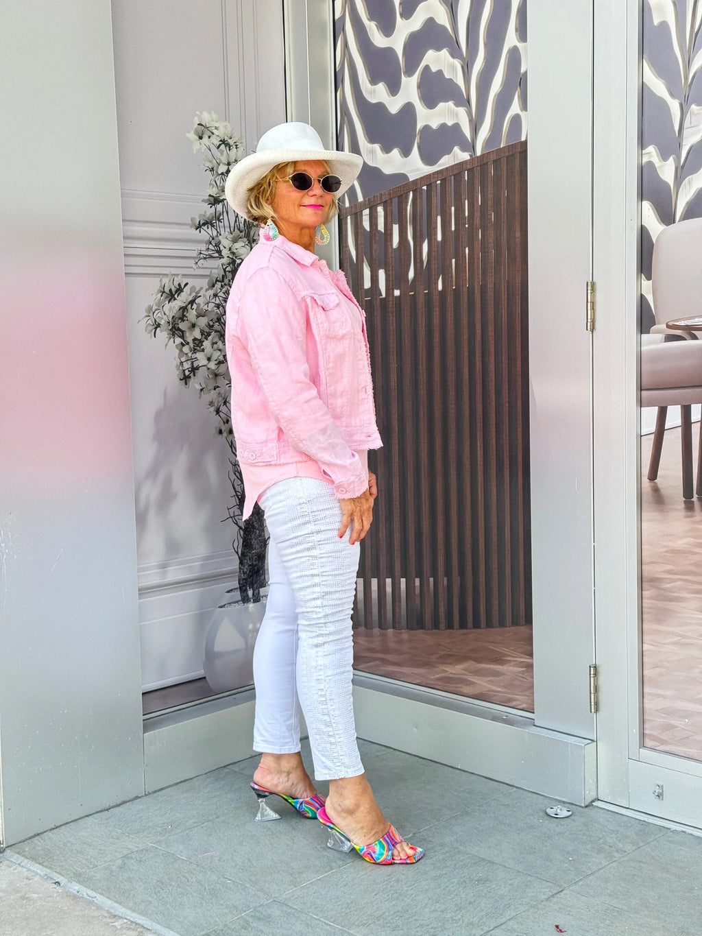 LULU B  CLEAR PINK LINEN JACKET