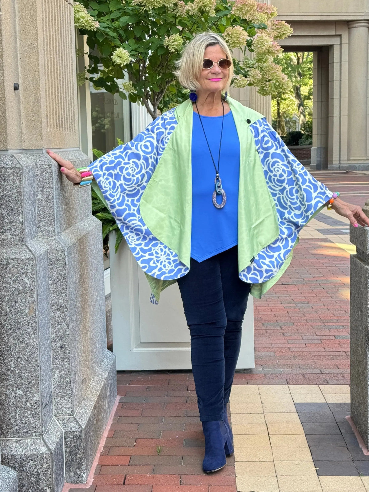 Blue Nautilus Reversible Rain Cape - Coastal Collection