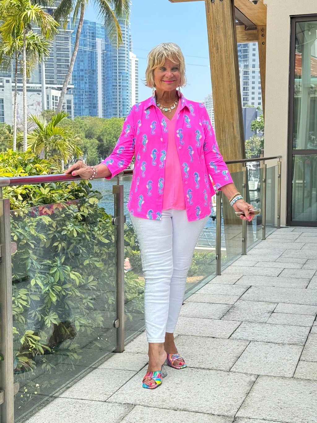 LULU B SEAHORSE BAY BUTTON UP SHIRT