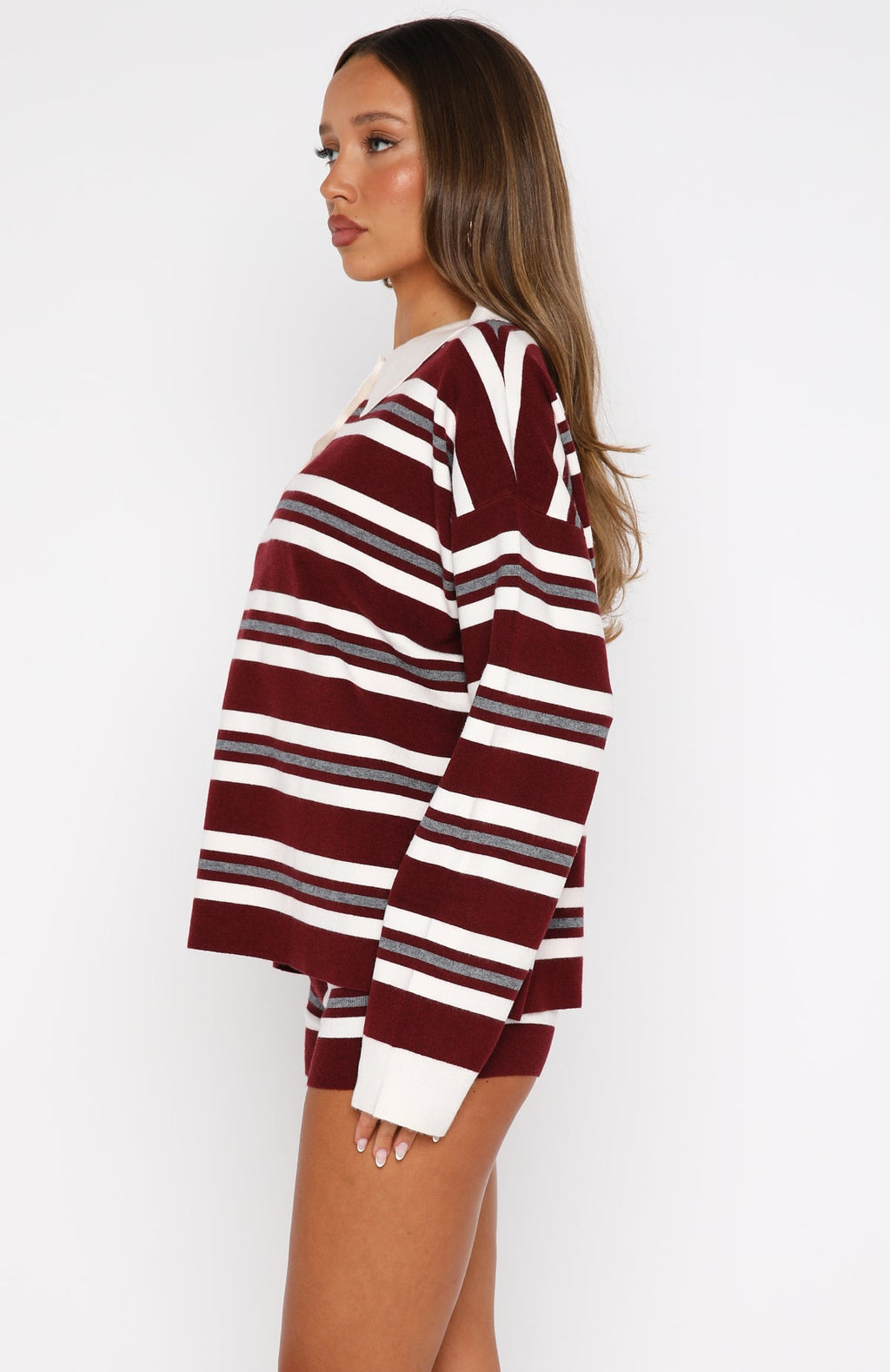 It's Ok, I'm Ok Knit Sweater Wine Stripe