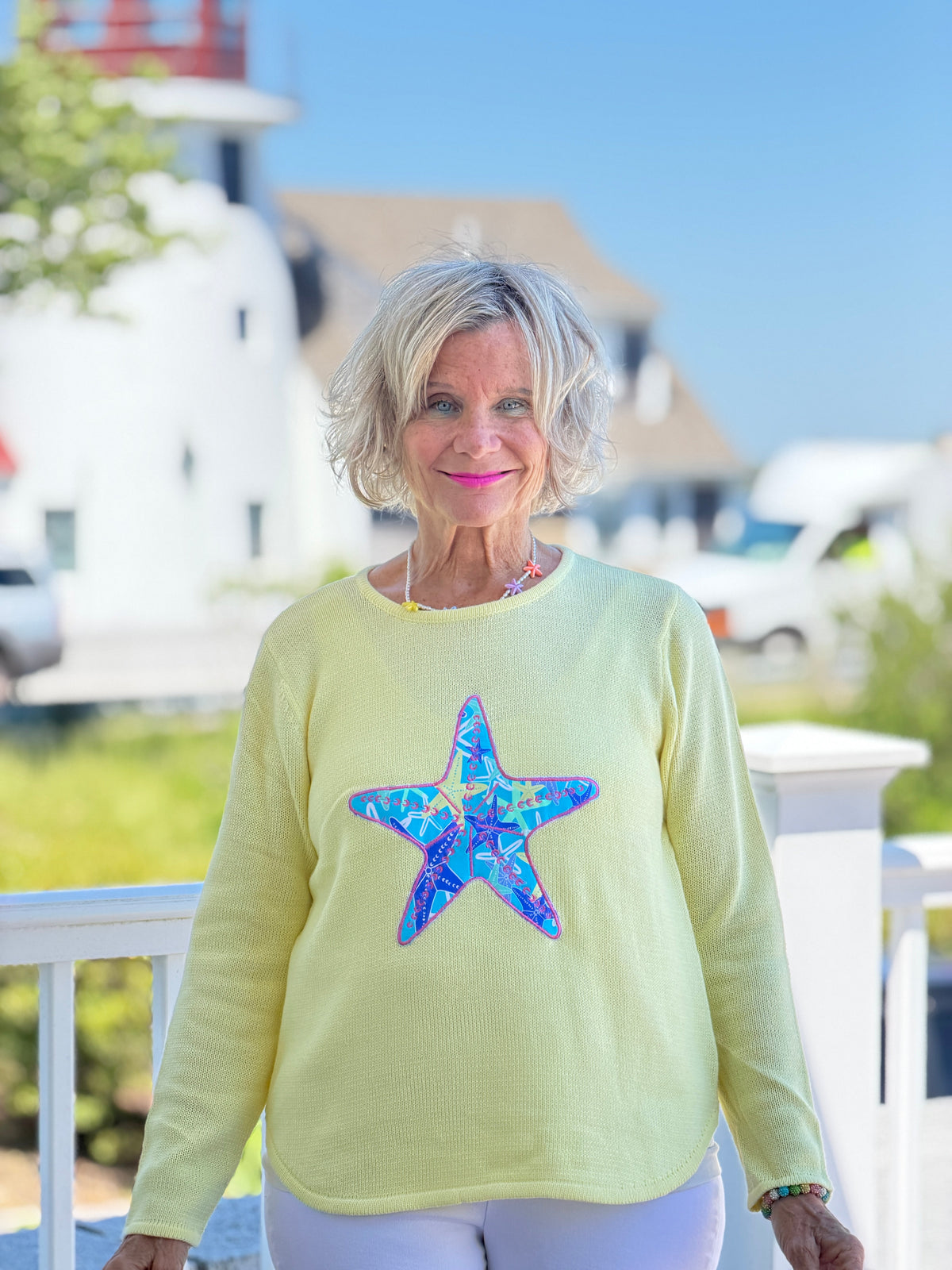 BEACH CLUB YELLOW STARFISH SWEATER