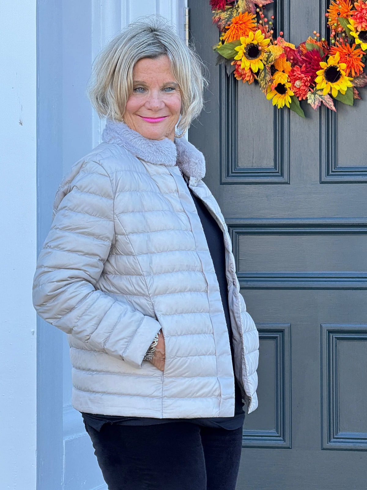 LULU-B SILVER FAUX FUR JACKET