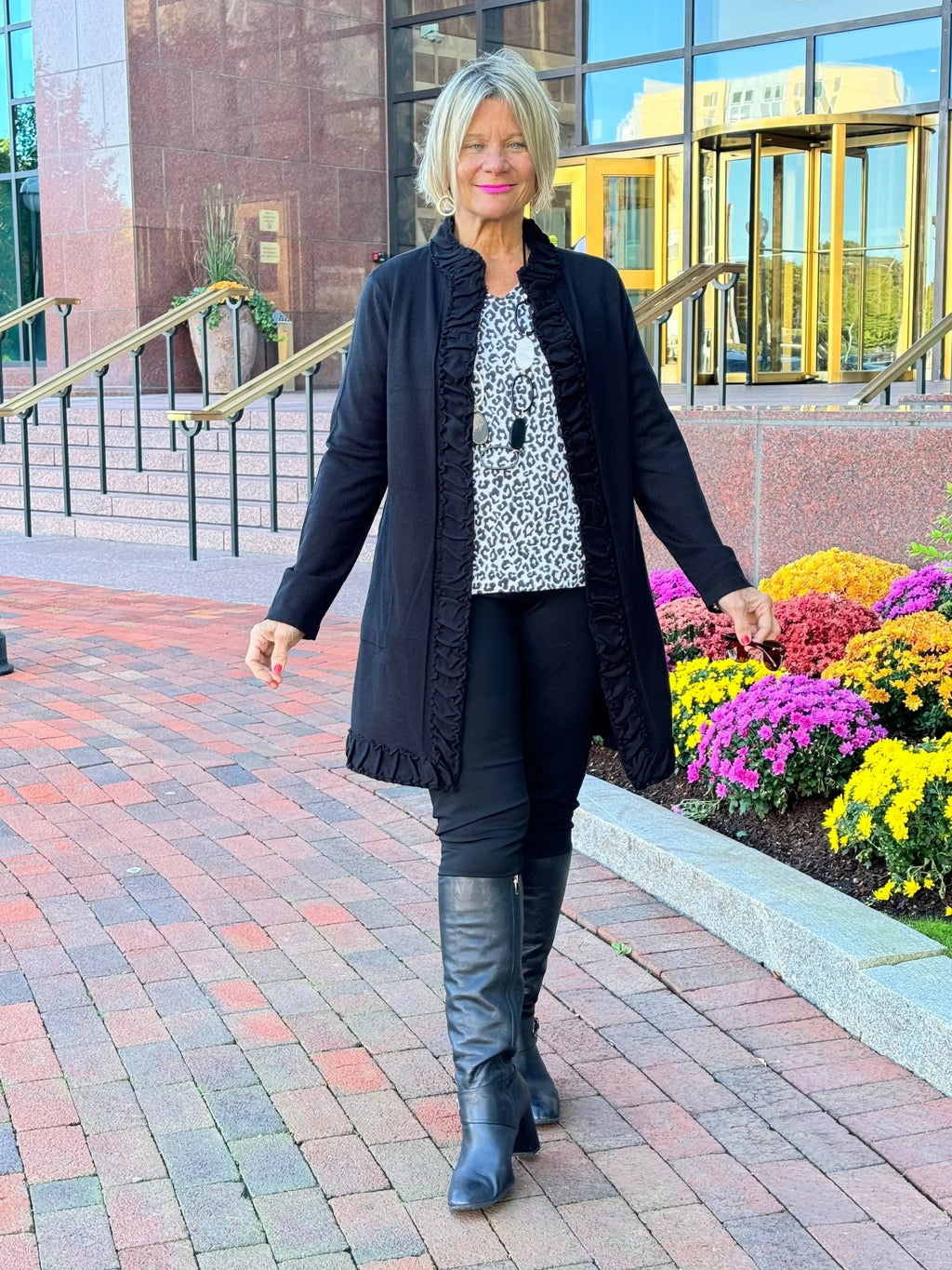LULU-B ROUGED BLACK CARDIGAN