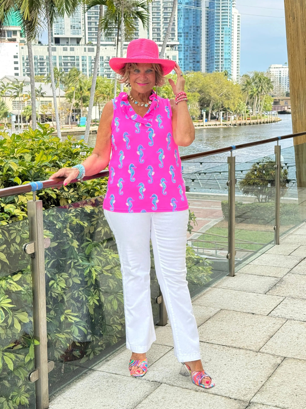 LULU B SEAHORSE BAY SLEEVELESS RUFFLE TOP