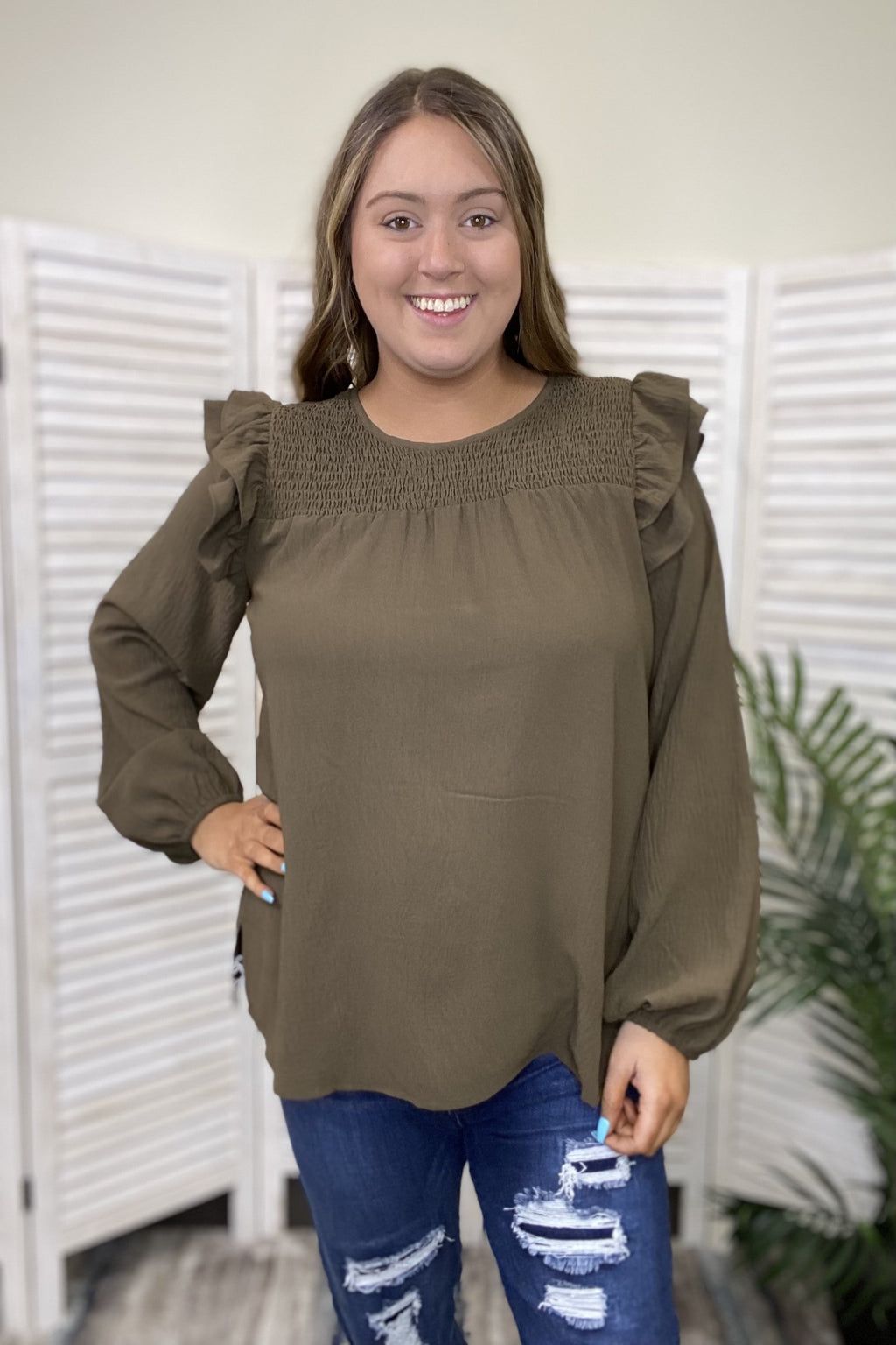 Free To Dance Women's Ruffled Long Sleeve Top