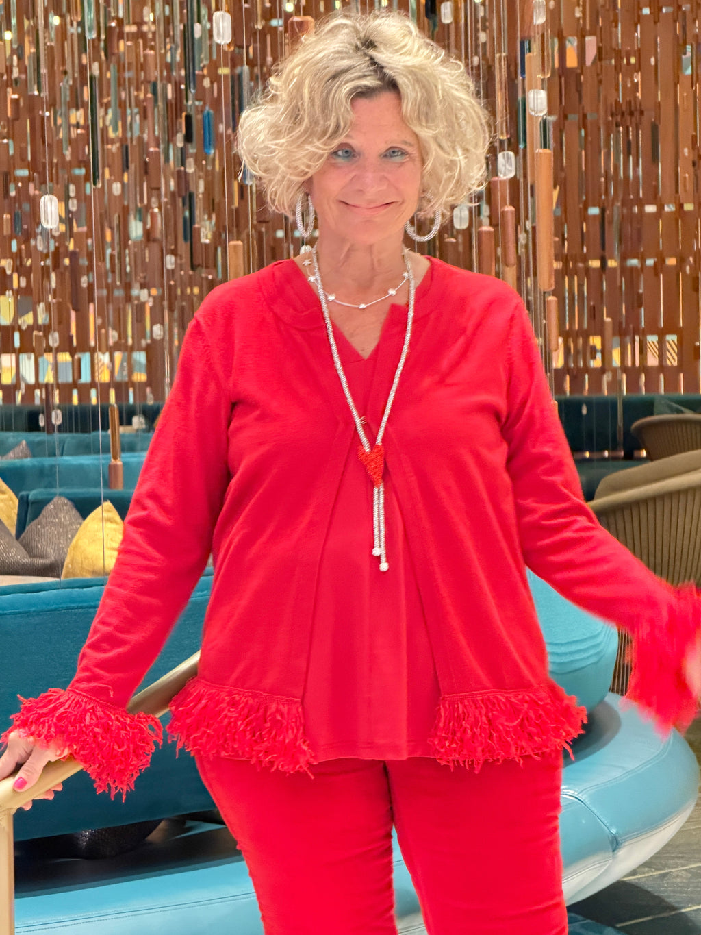 LULU-B RED VELOUR PANTS