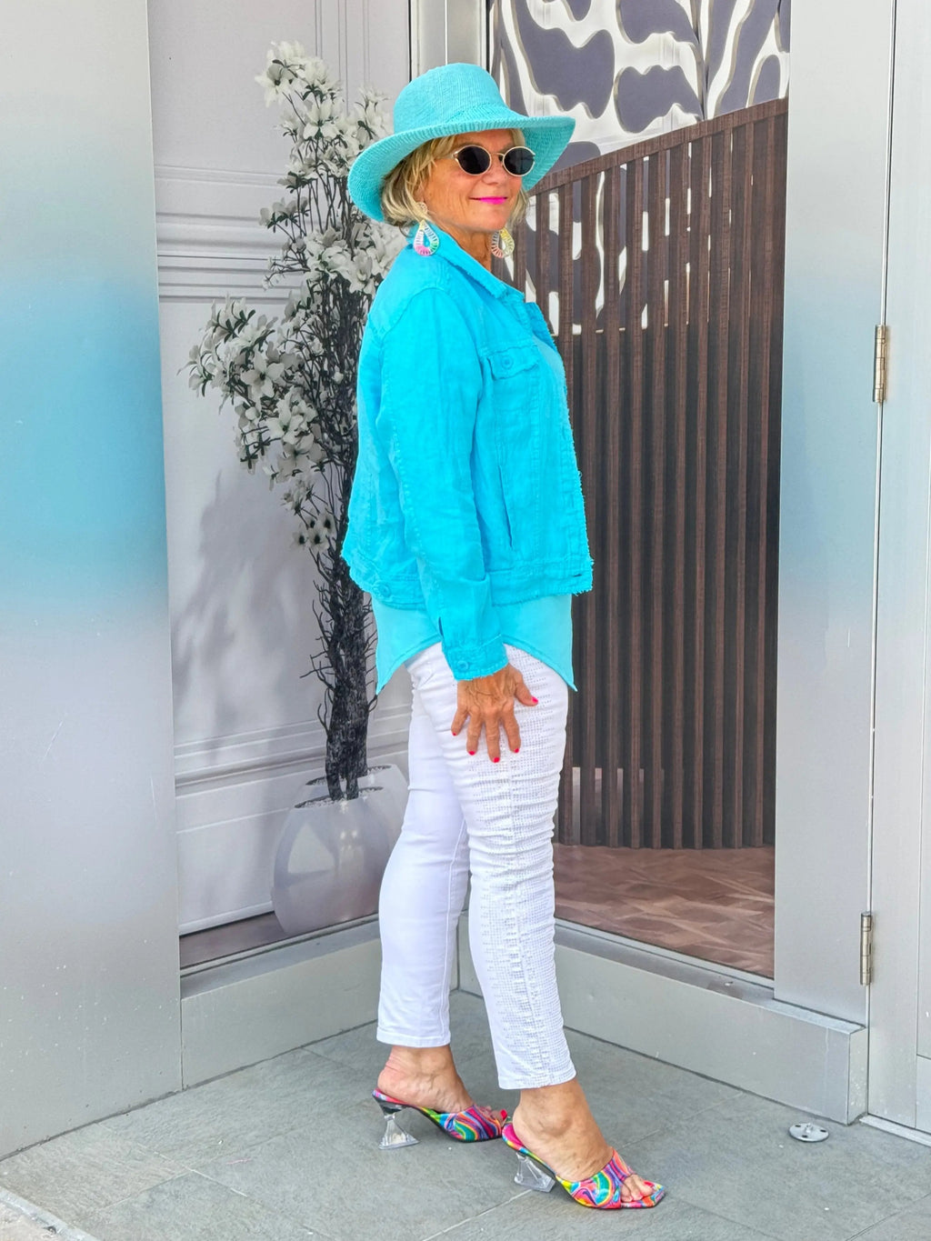 LULU B AQUA LINEN JACKET