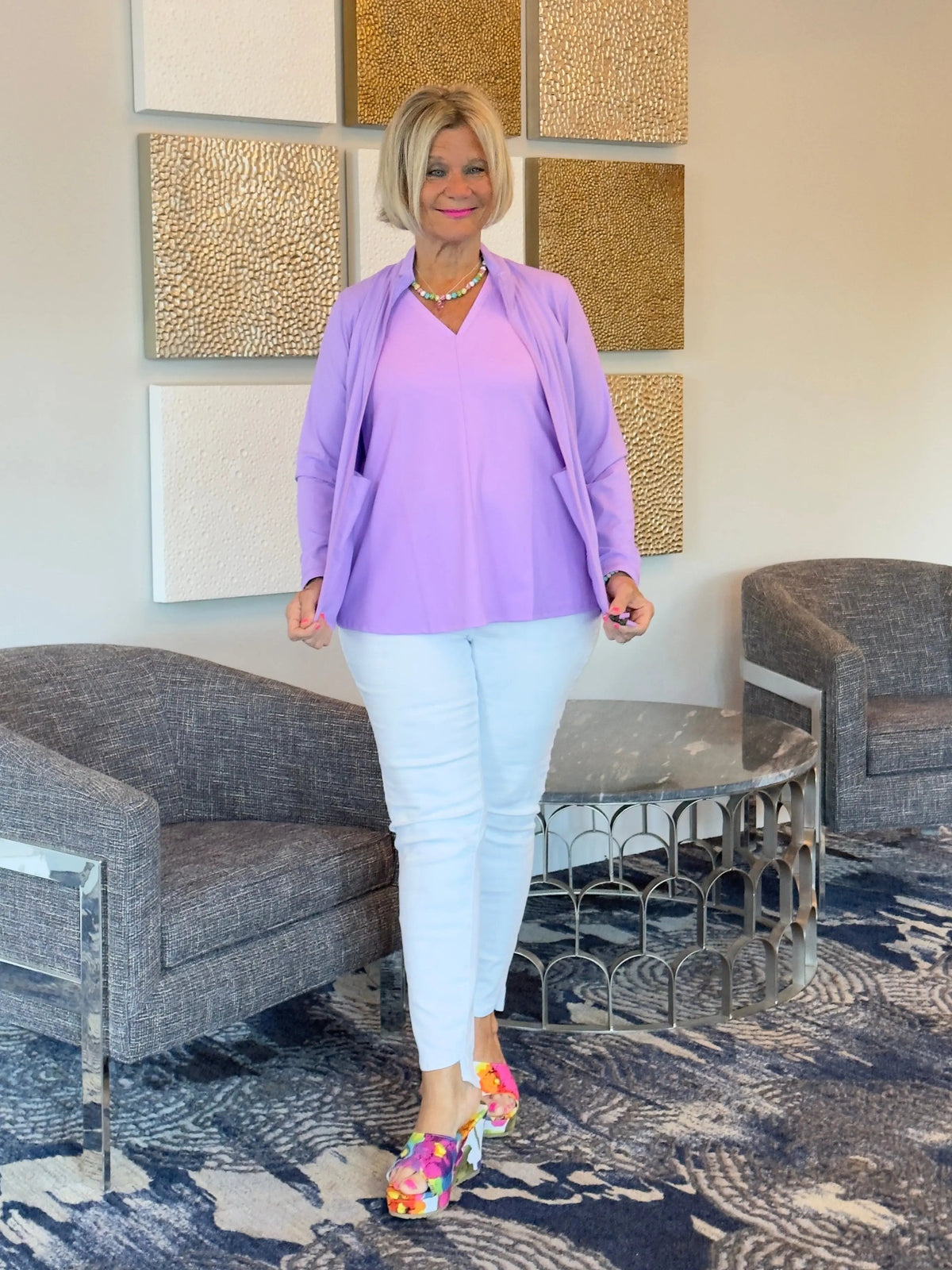 LILAC TAILORED V NECK