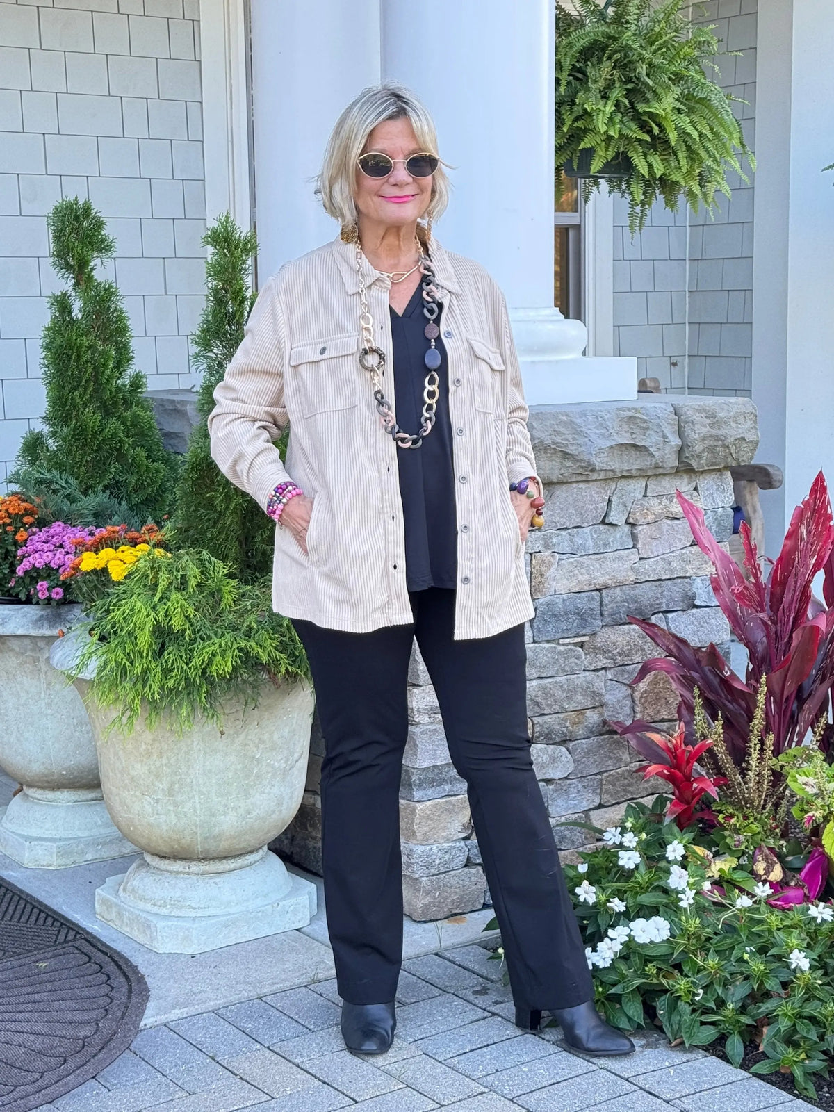 CREAM CORDUROY BUTTON JACKET