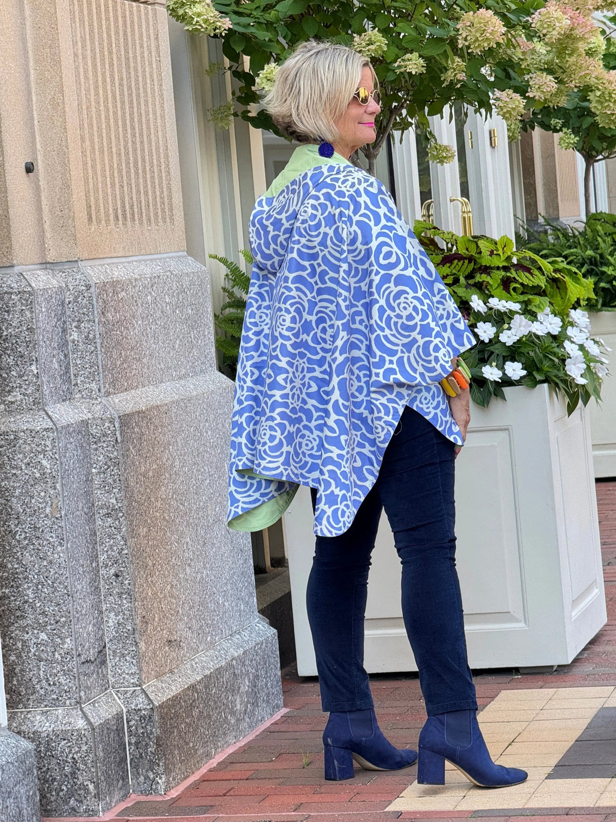 Blue Nautilus Reversible Rain Cape - Coastal Collection