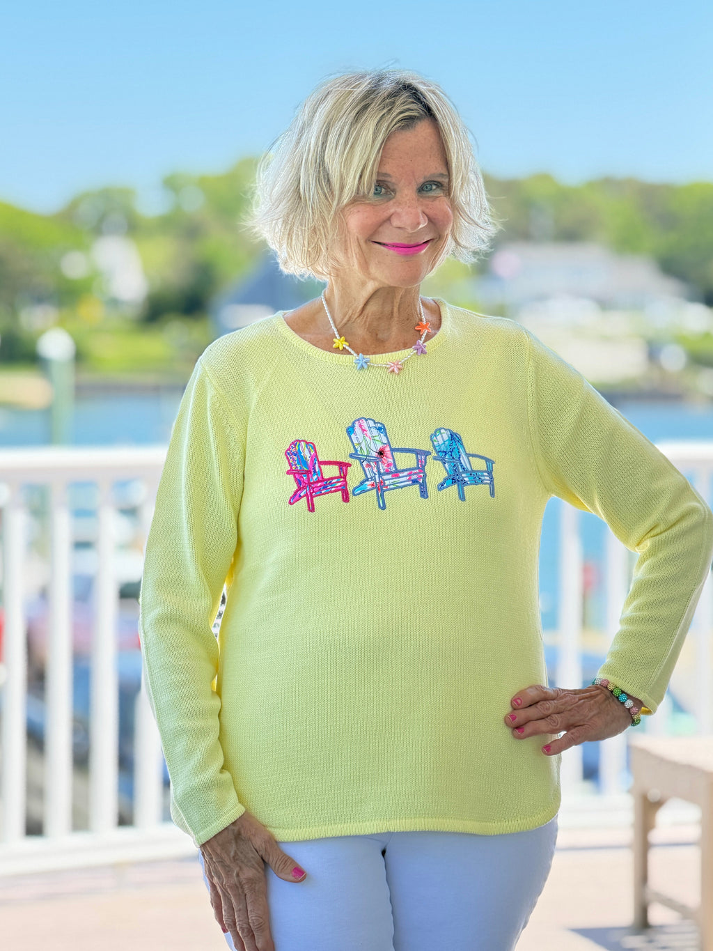 BEACH CLUB YELLOW ADIRONDACK SWEATER