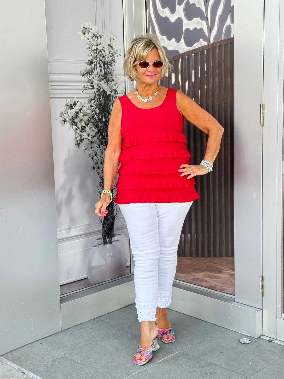 LULU-B CRIMSON RED CHA CHA TANK