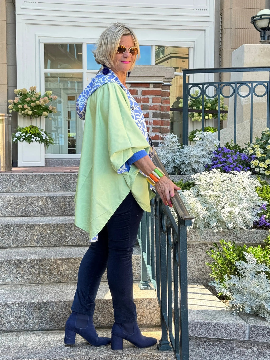 Blue Nautilus Reversible Rain Cape - Coastal Collection