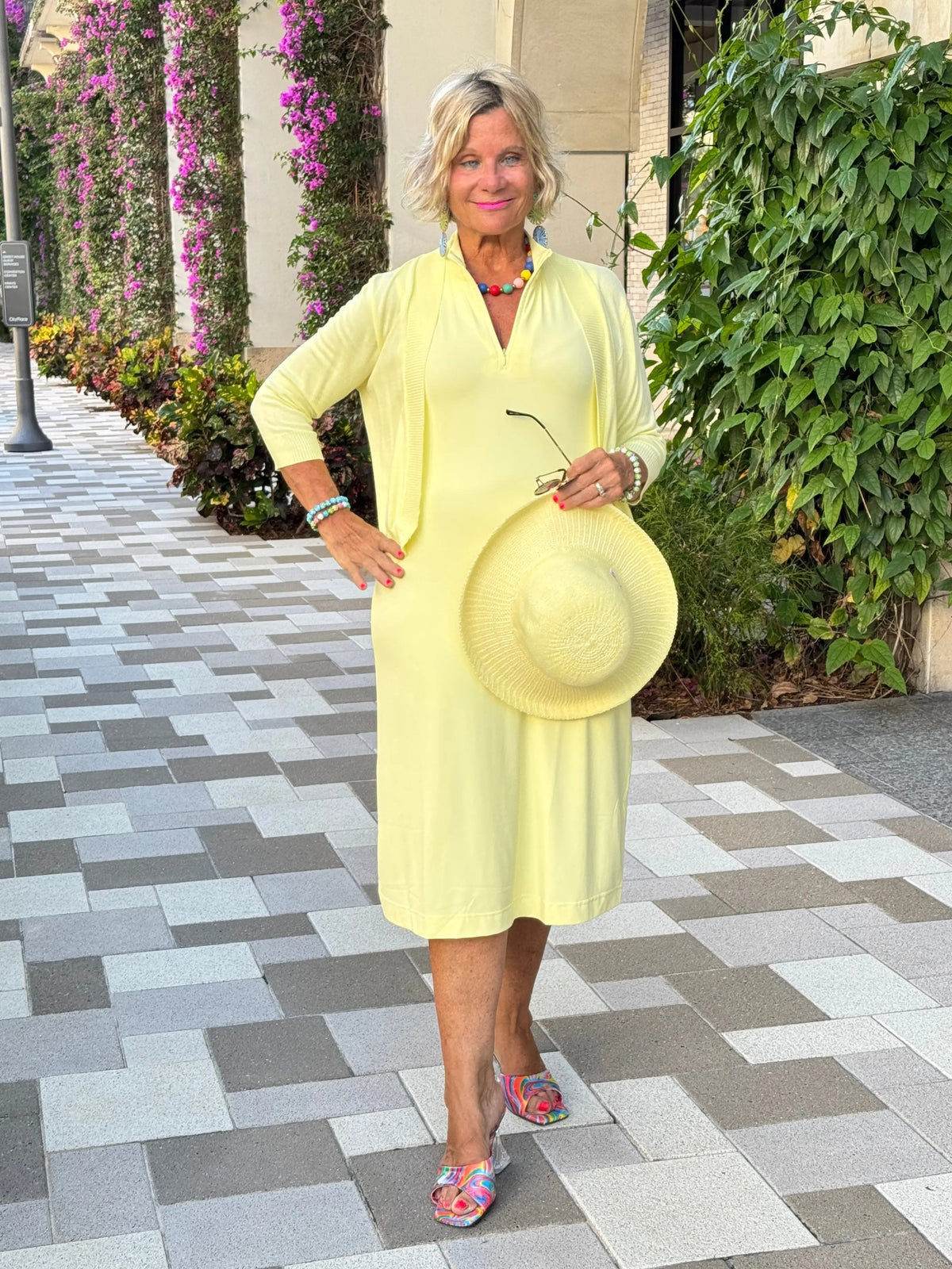 LULU-B SOLID SUNSHINE HALF ZIPPER MIDI