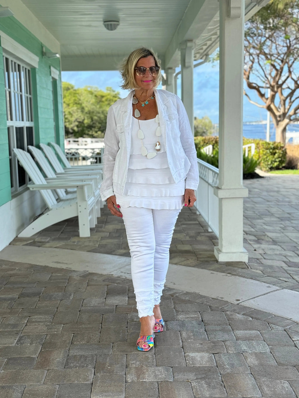LULU-B SOUTH BEACH WHITE ANKLE JEAN