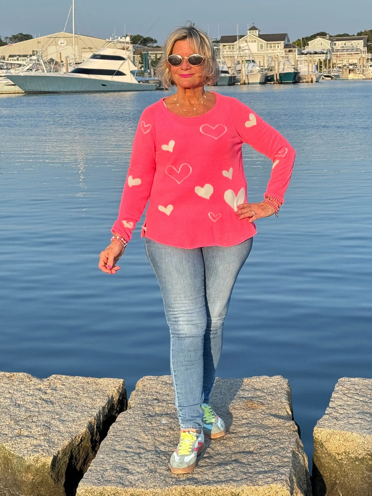 HOT PINK HEART SWEATER