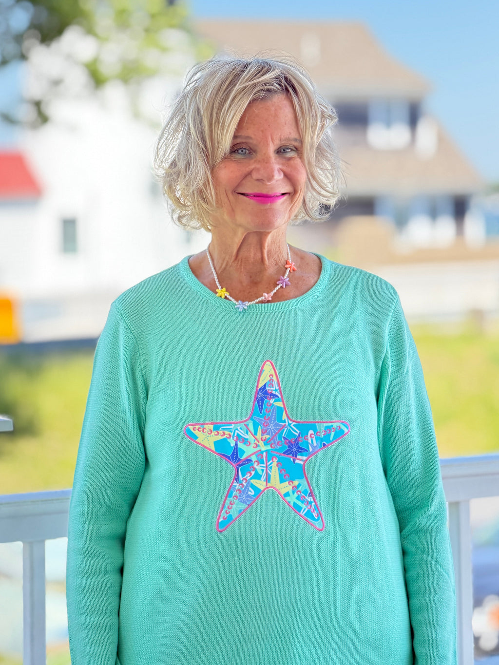 BEACH CLUB SEAFOAM STARFISH SWEATER