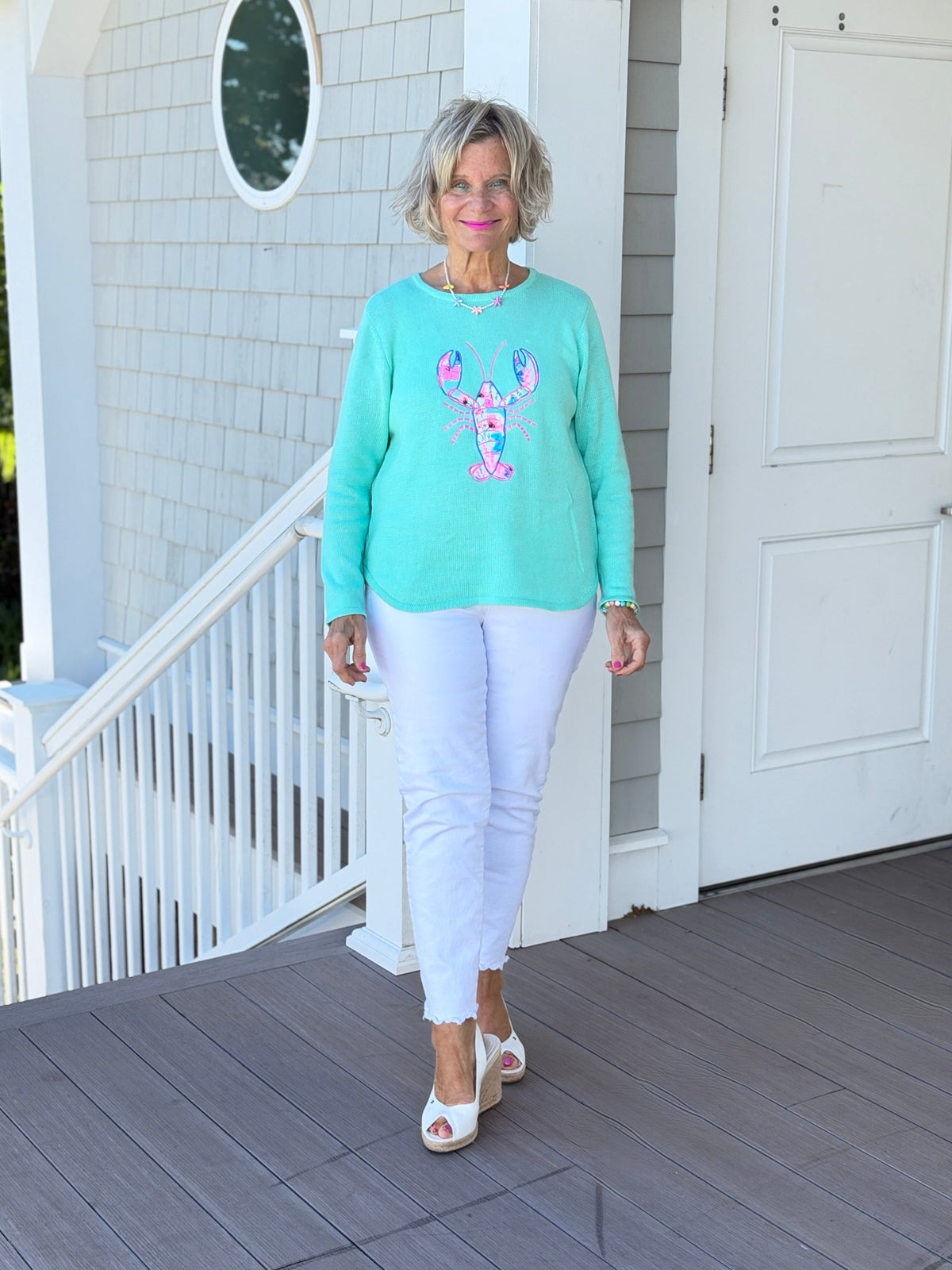 BEACH CLUB SEAFOAM LOBSTER SWEATER