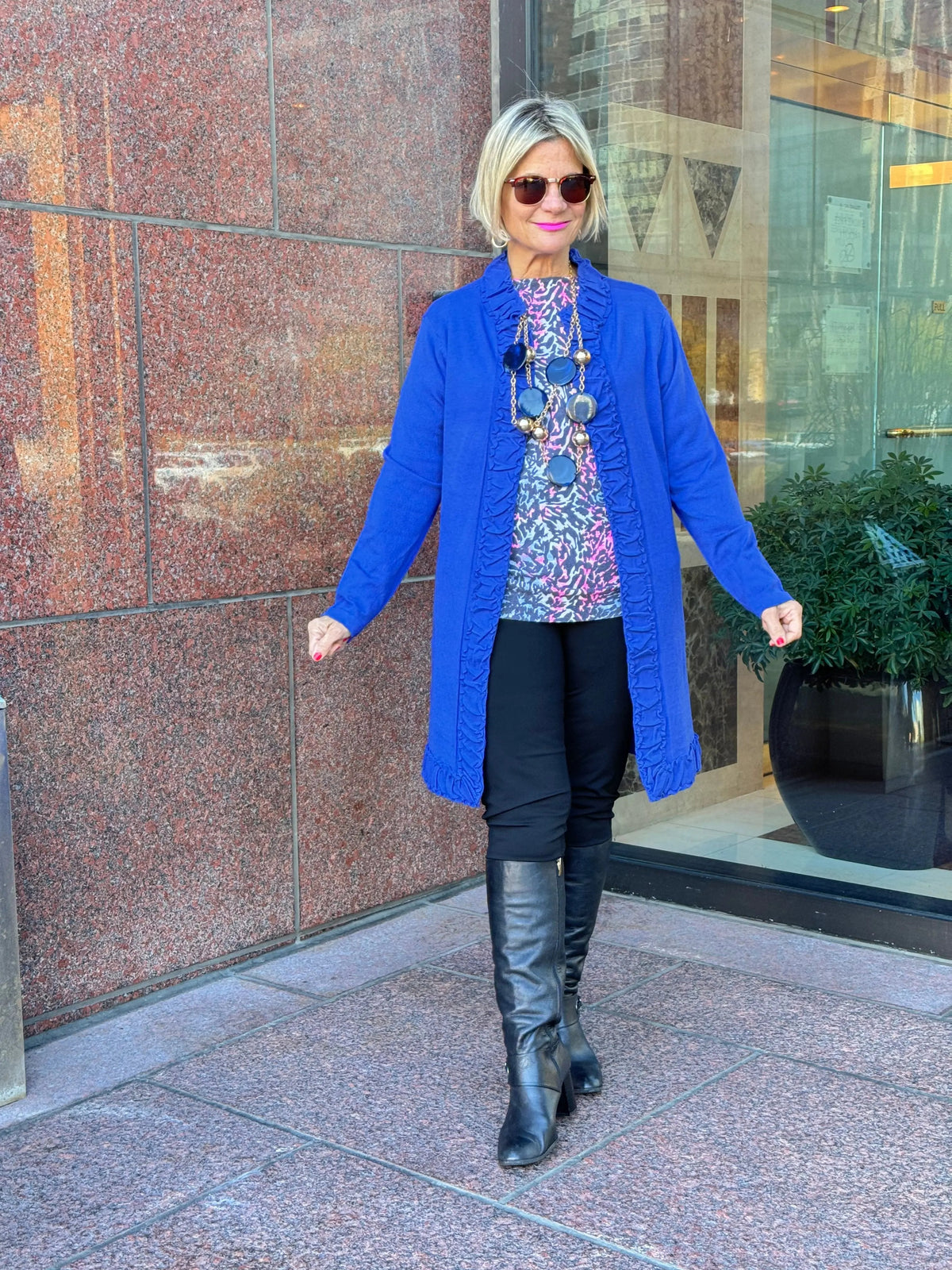 LULU-B ROUGED SAPPHIRE ROUGED CARDIGAN