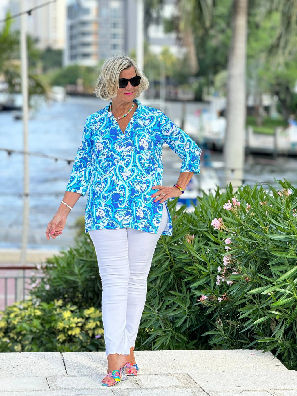 BLUE DREAMING HEARTS TUNIC