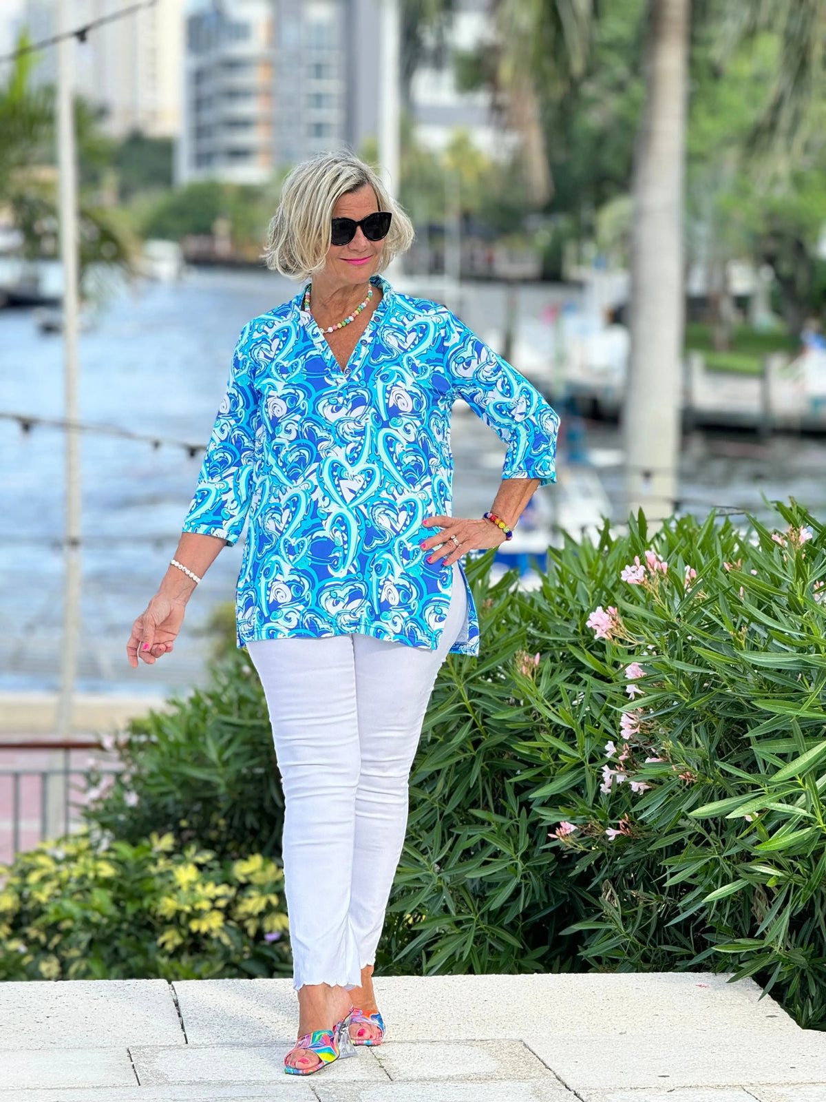BLUE DREAMING HEARTS TUNIC