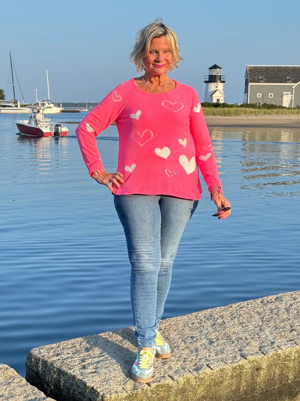 HOT PINK HEART SWEATER