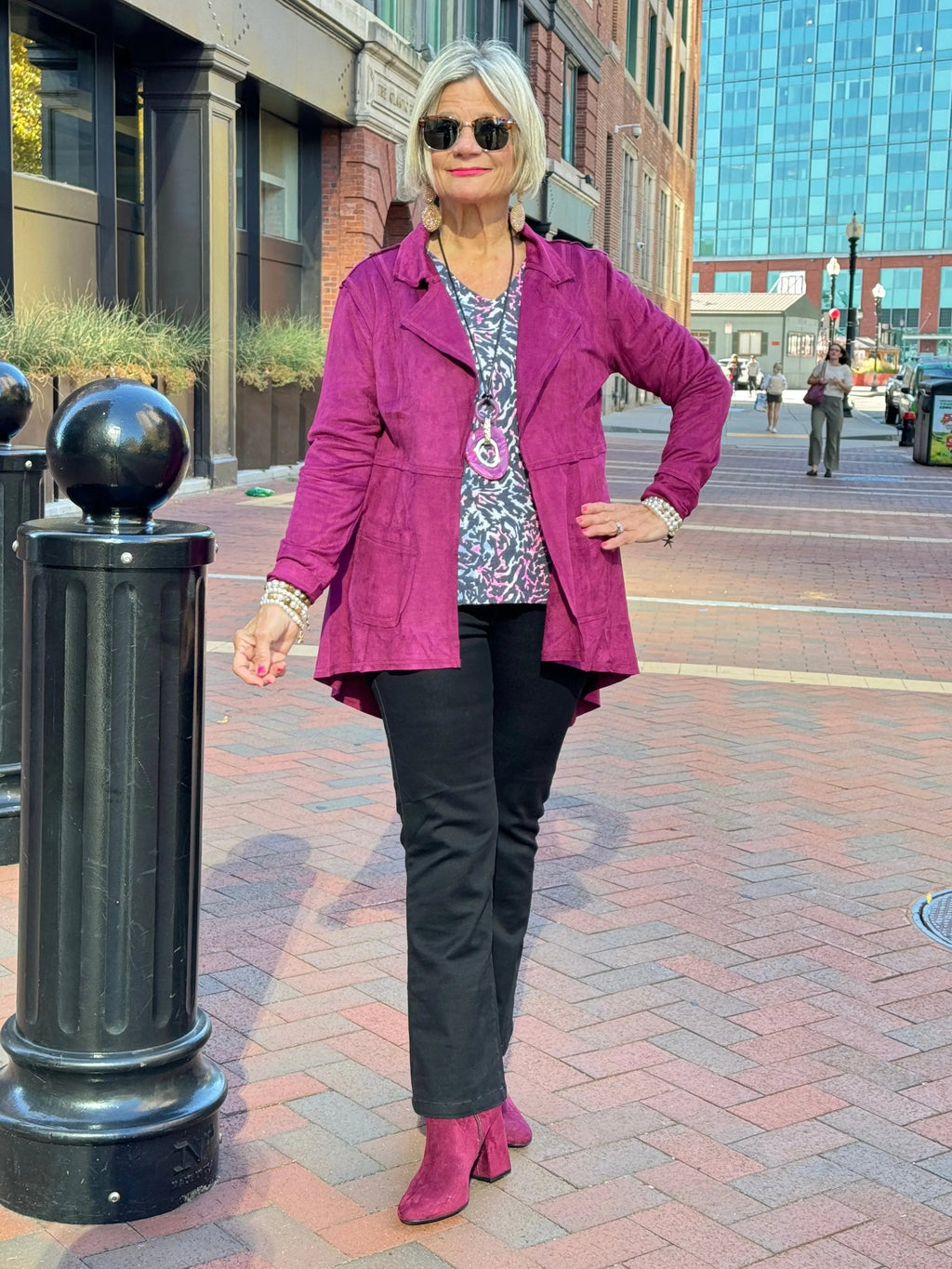 LULU-B SHADES OF BLUE CASHMERE V NECK