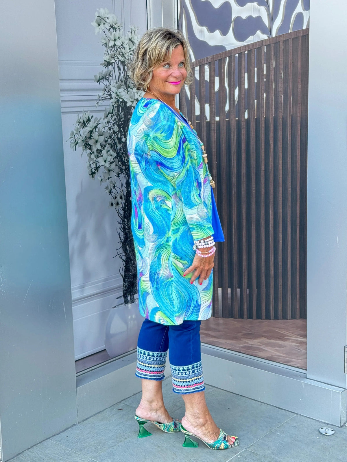 LULU-B DENIM PALM TREE PANT