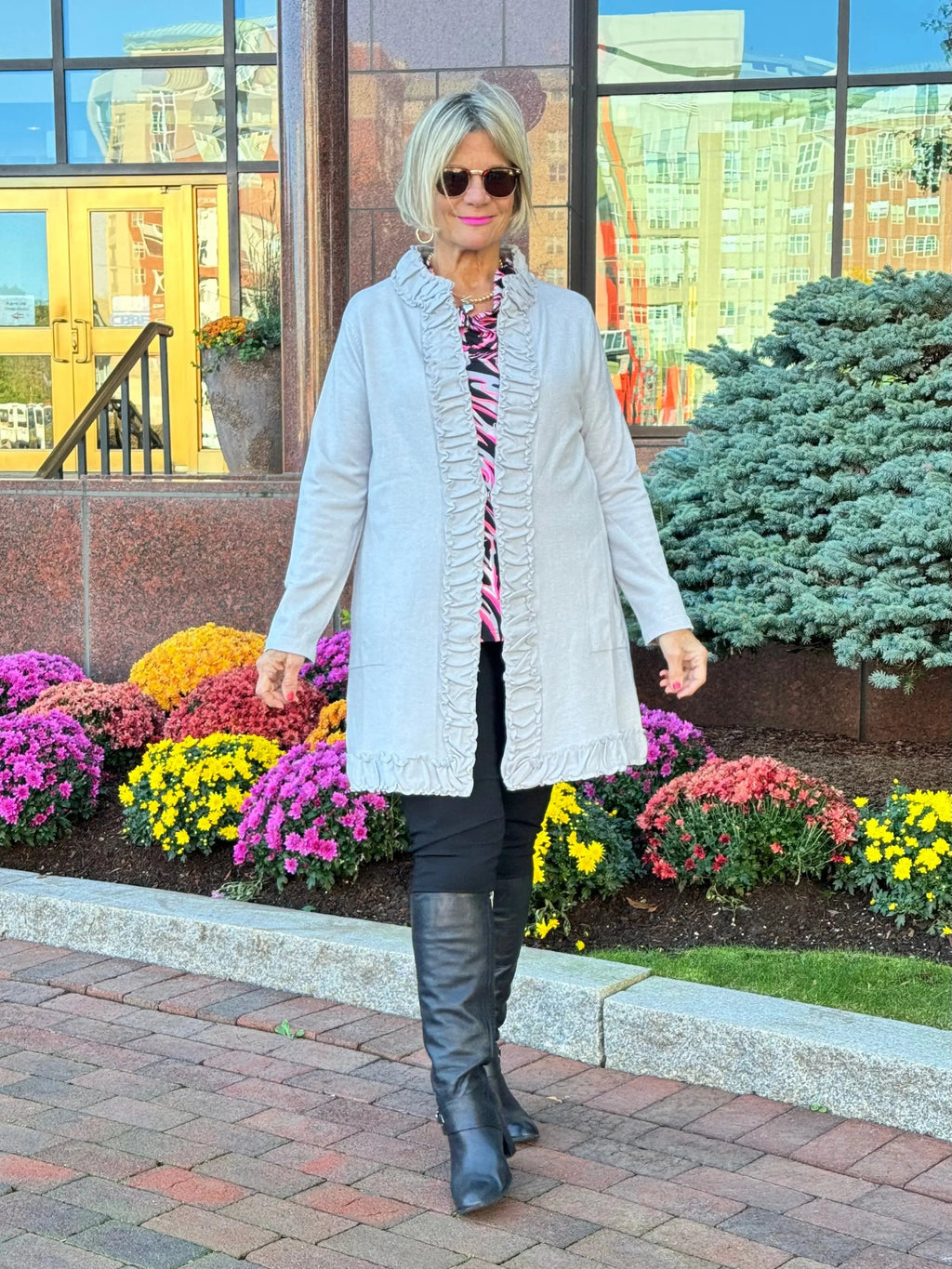 LULU-B ROUGED SILVER CARDIGAN