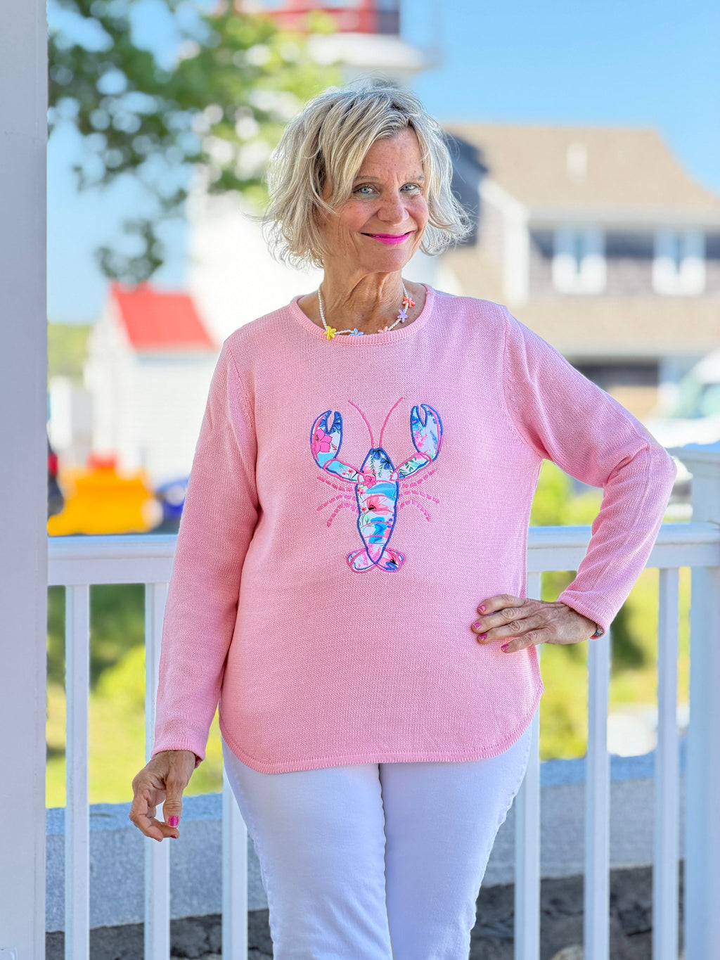 BEACH CLUB PINK LOBSTER SWEATER