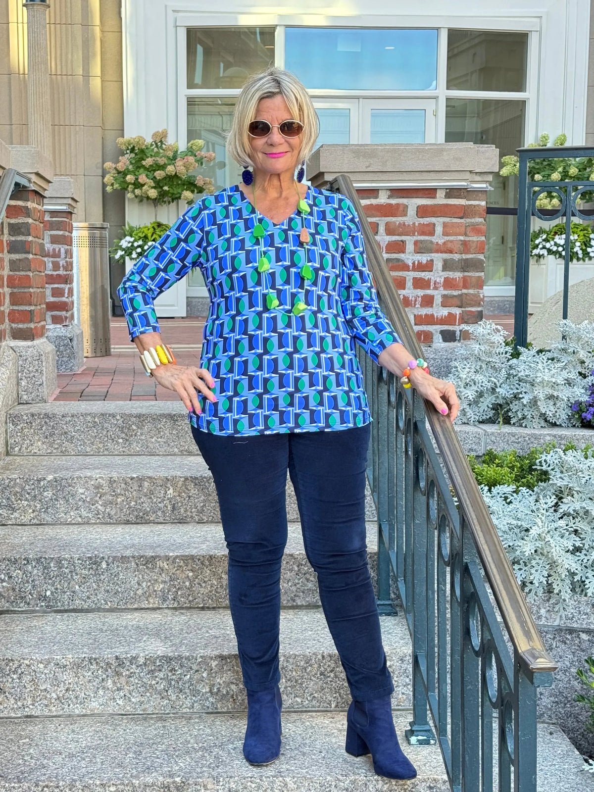 Lulu B Seaport Geo V-Neck Top