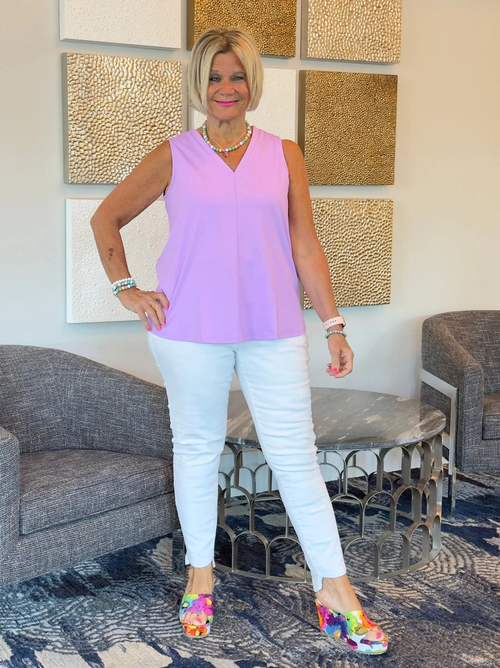 LILAC TAILORED V NECK