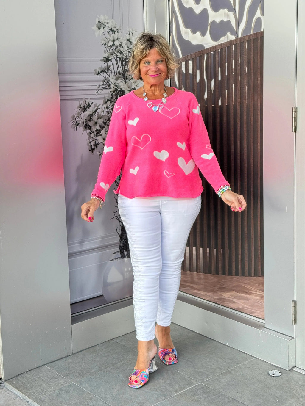 HOT PINK HEART SWEATER